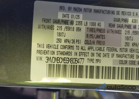 2025 Mazda Cx-30 2.5 S Preferred Package from USA, damaged, VIN 3MVDMBCM5SM806477